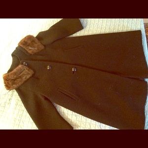 Vintage Wool Coat with Fur Collar
